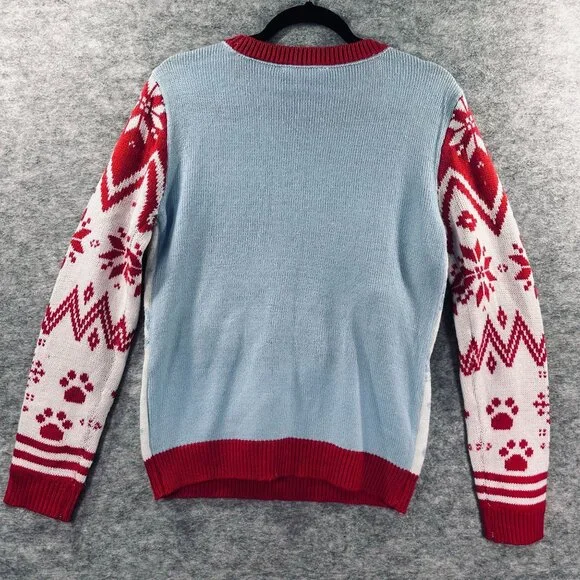 Bad Cat Womens Size M Ugly Christmas Sweater Grumpy Cat Sequin Holiday Knit - Picture 2 of 8